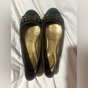 J. Crew Green and Brown Flats with Timeless Elegance